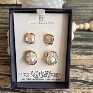 House of Harlow 1960 Gold and Glass Pearl Earrings
